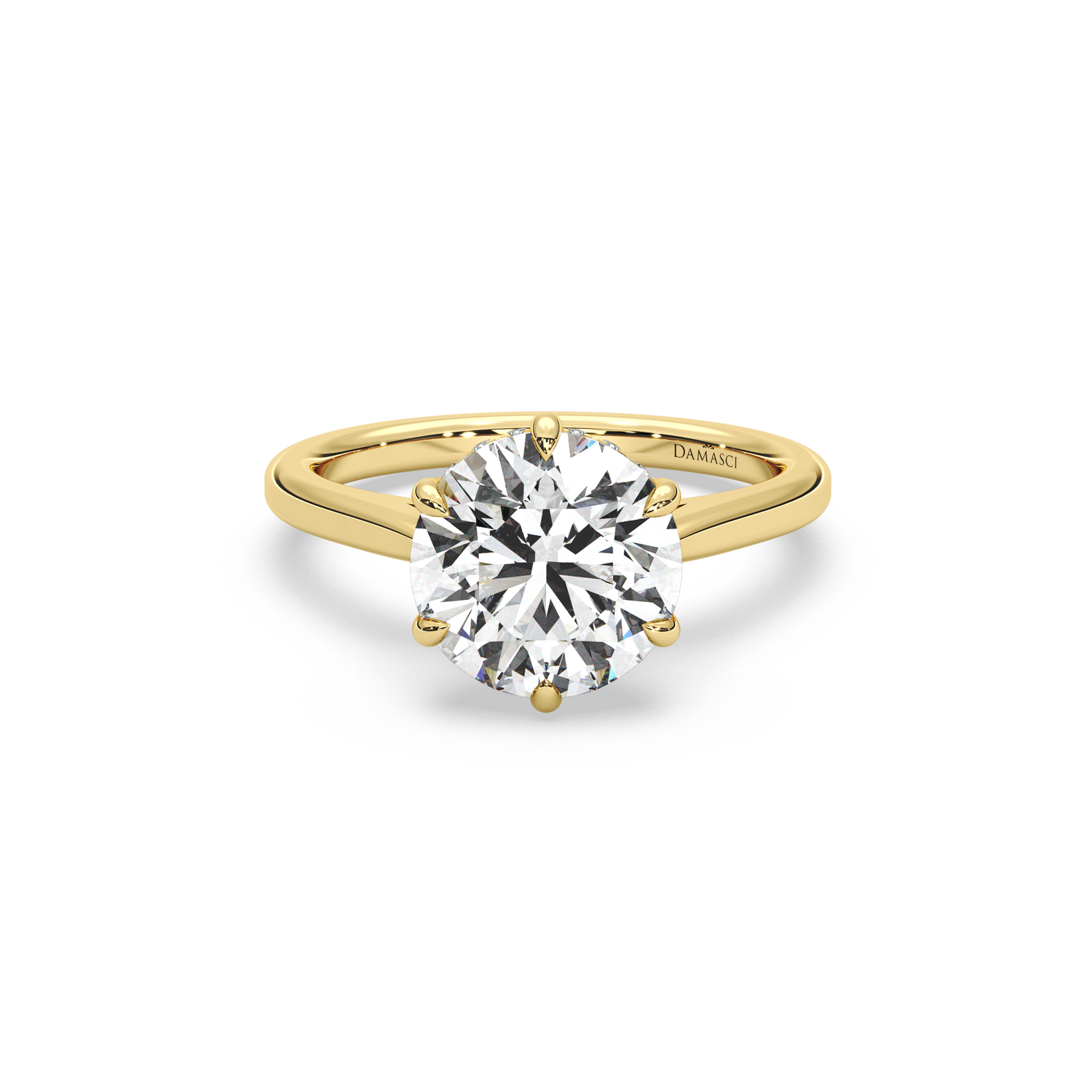 Six-Prong Hidden Halo Cathedral Ring - Round