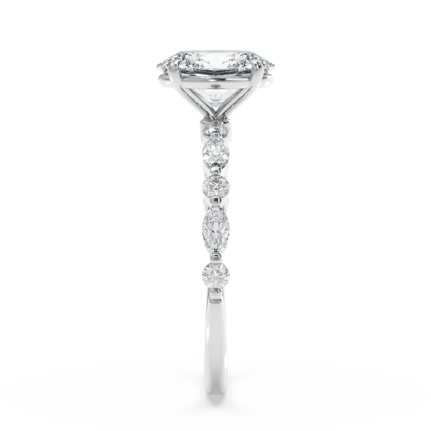 Classic Top with Round and Marquise Diamonds - Oval