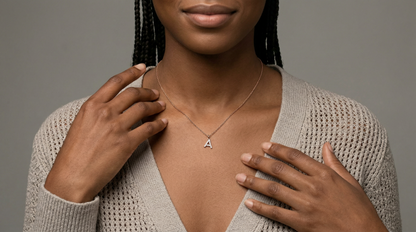 "A" Diamond Initial Pendant - 10mm