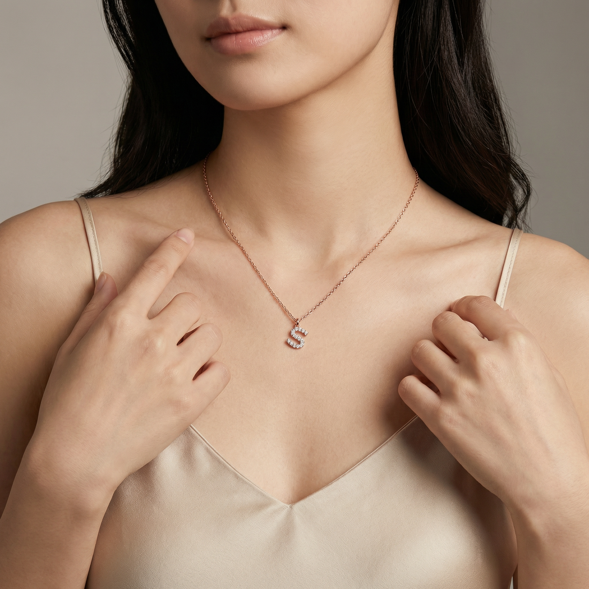 "S" Diamond Initial Pendant - 10mm