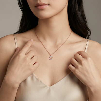 "S" Diamond Initial Pendant - 10mm