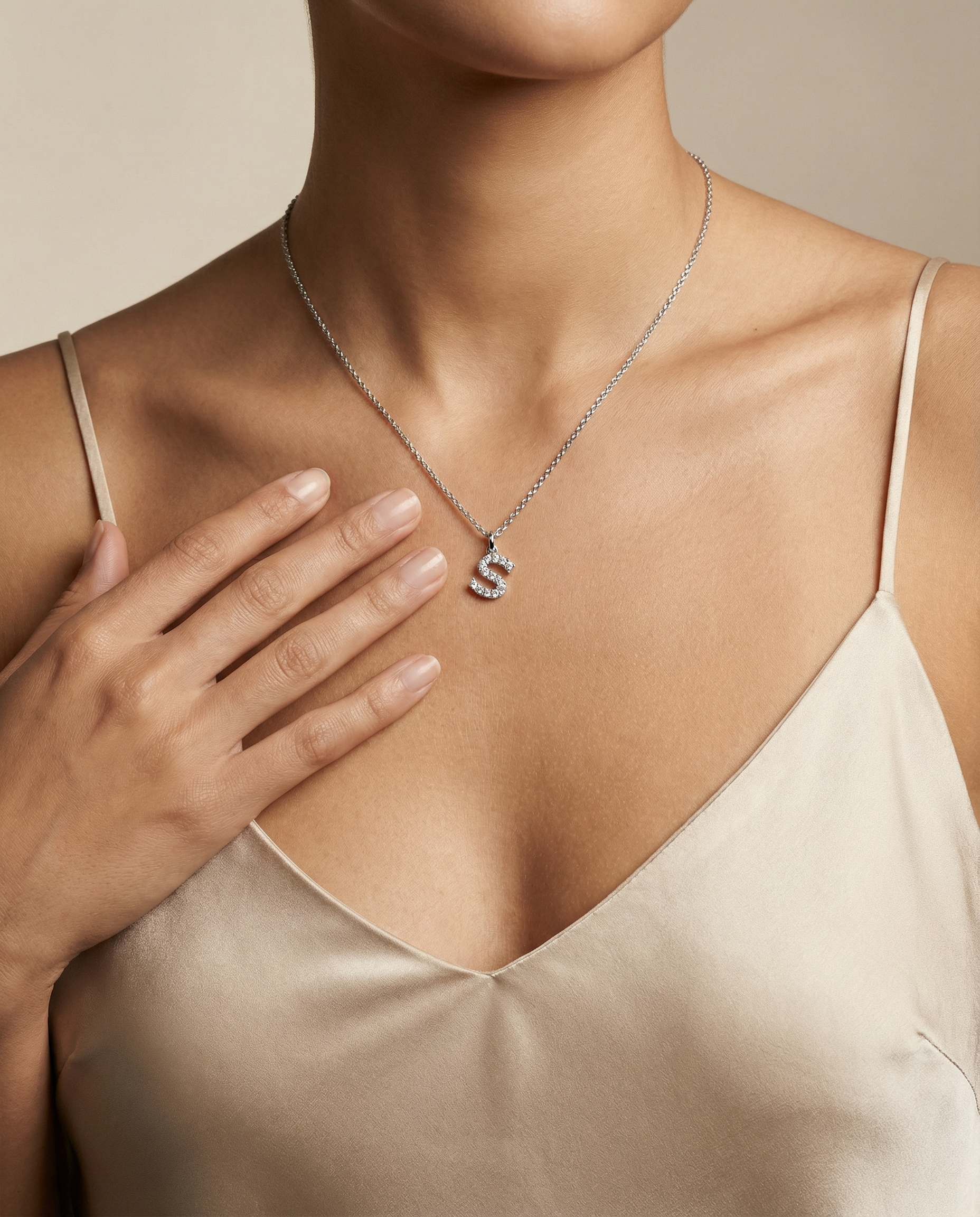 "S" Diamond Initial Pendant - 10mm