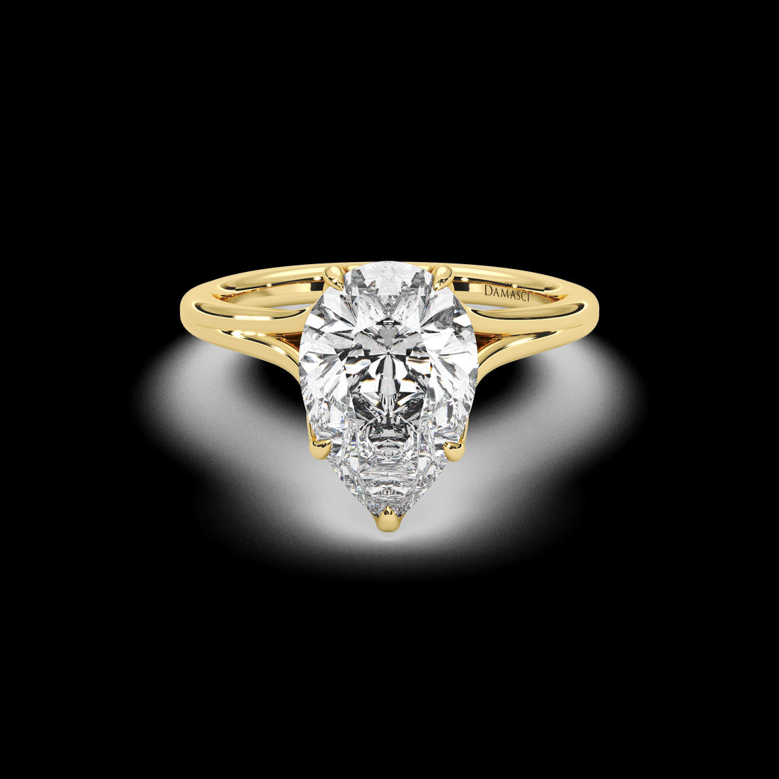 Flowing Tulip Hidden Halo Engagement Ring - Pear