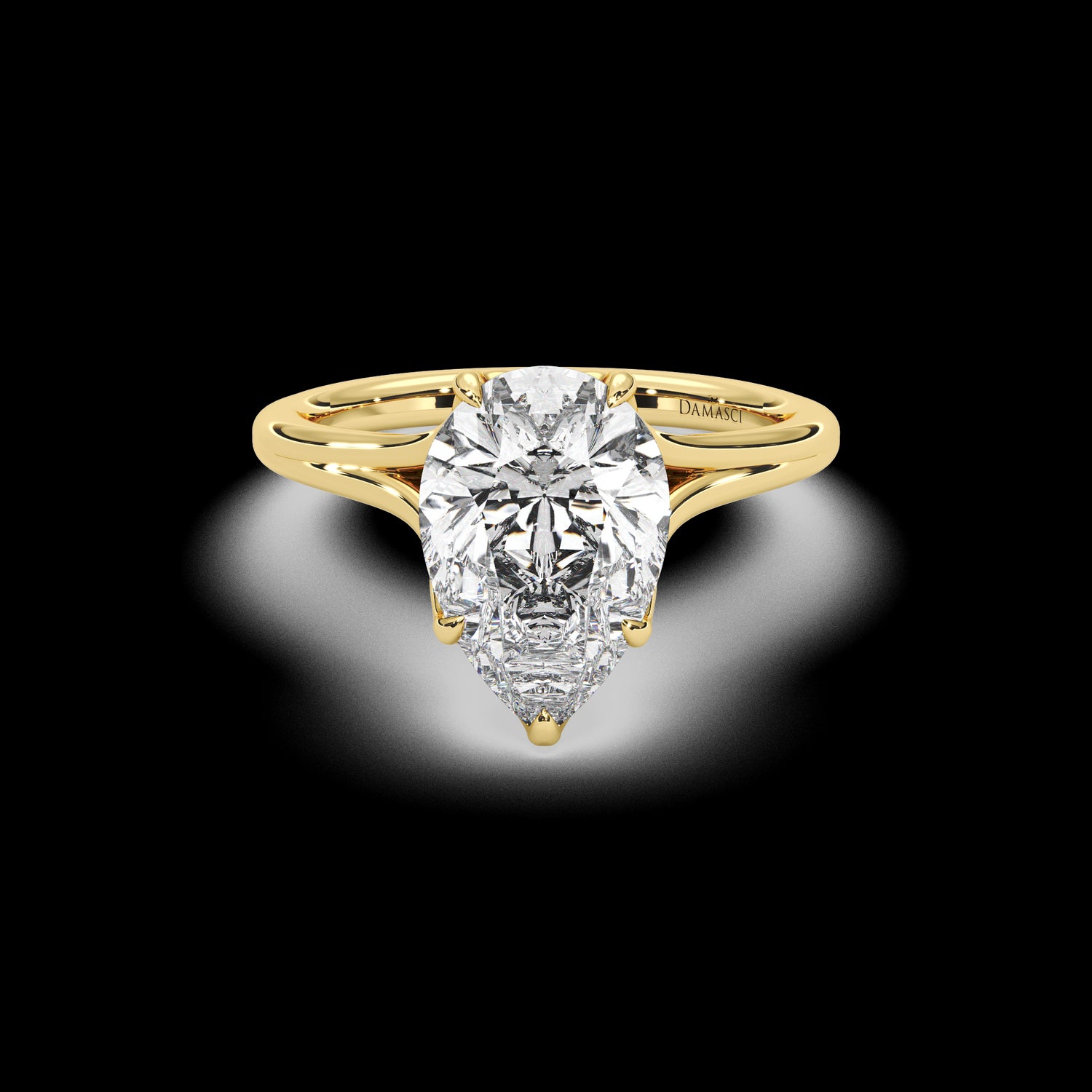Flowing Tulip Hidden Halo Engagement Ring - Pear