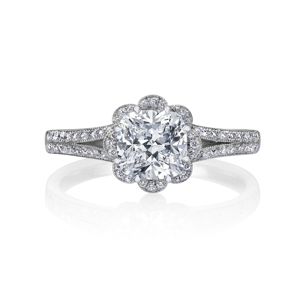 BLOSSOM SPLIT-SHANK HALO Diamond Engagement Ring