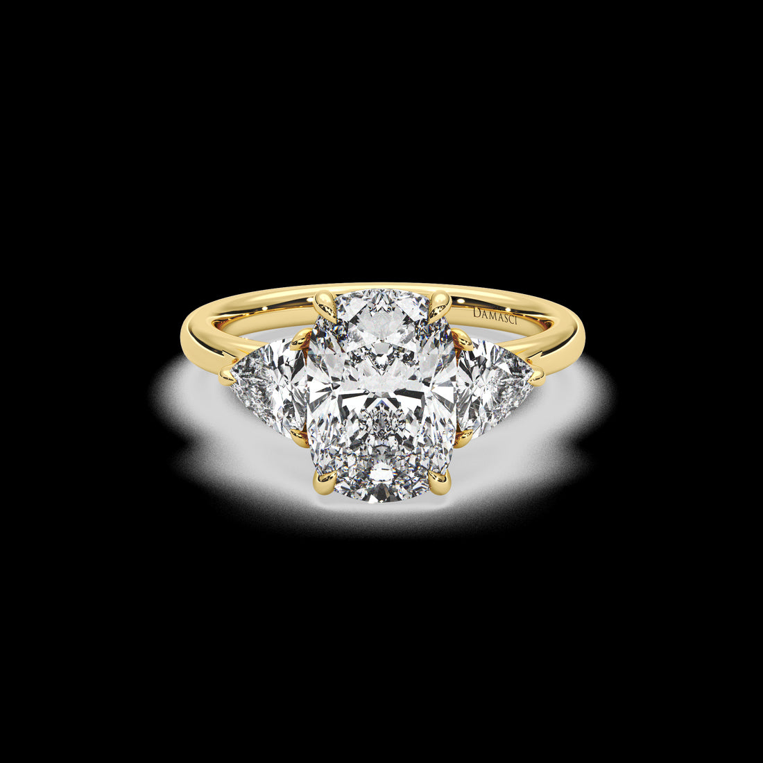Trillion Three-Stone Diamond Ring - Elongated Cushion