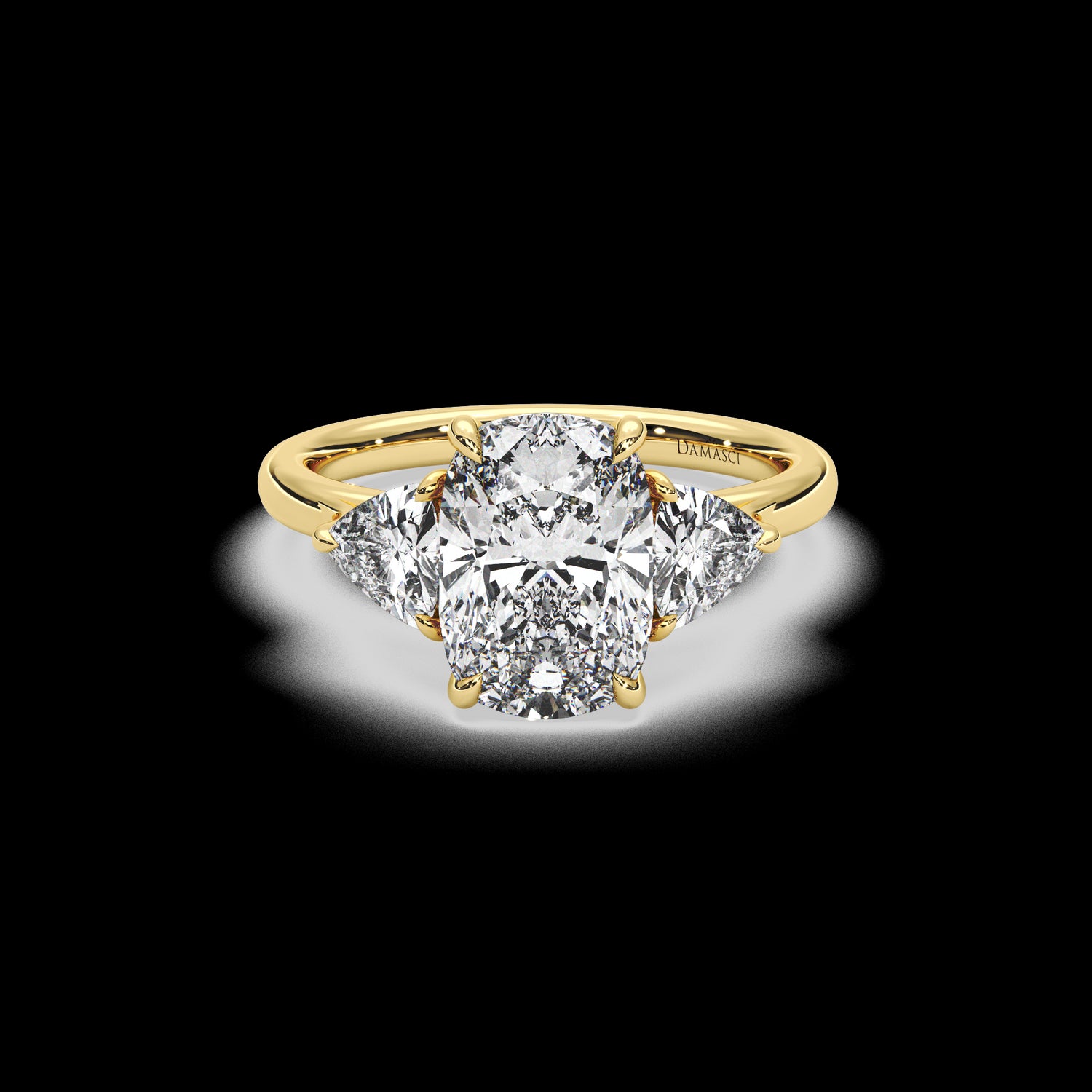 Trillion Three-Stone Diamond Ring - Elongated Cushion