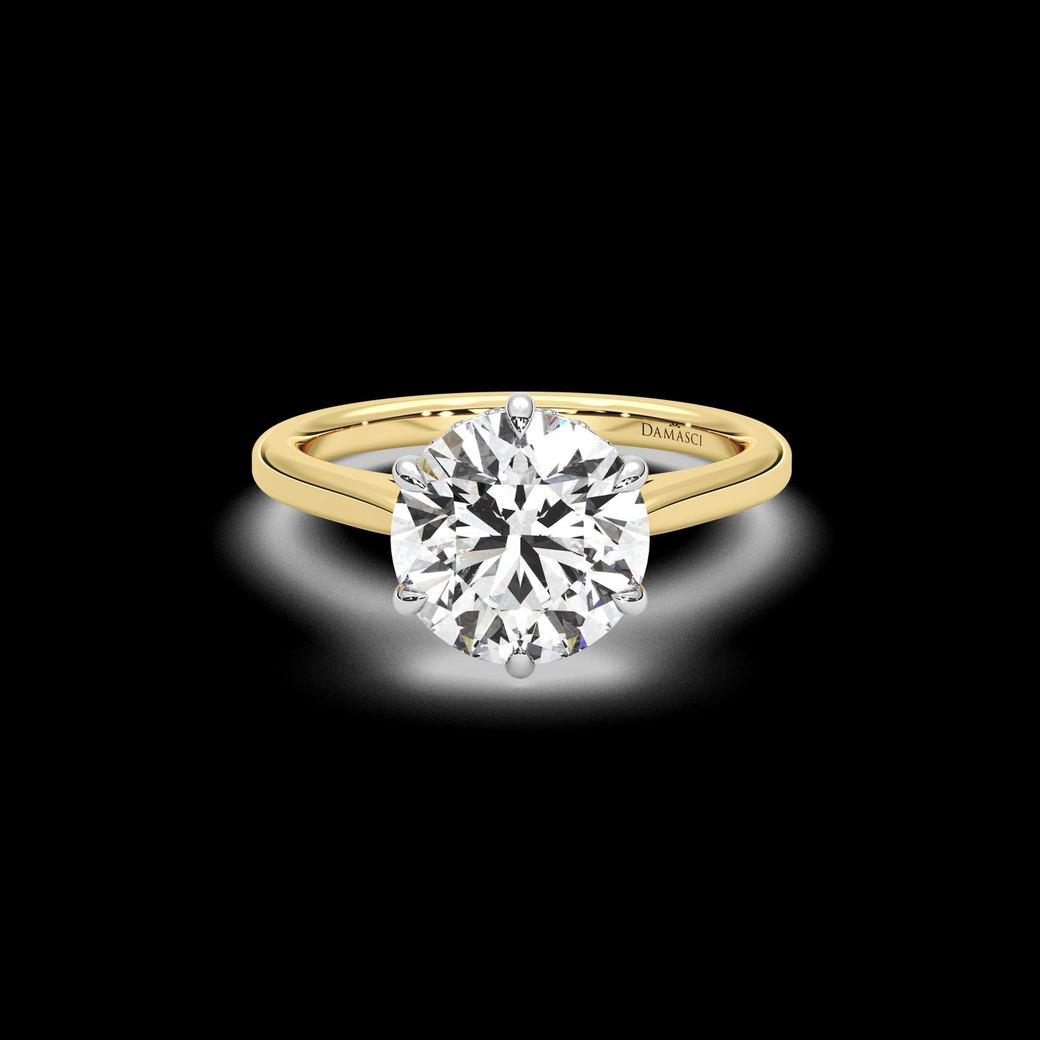 Six - Prong Hidden Halo Cathedral Ring - Round