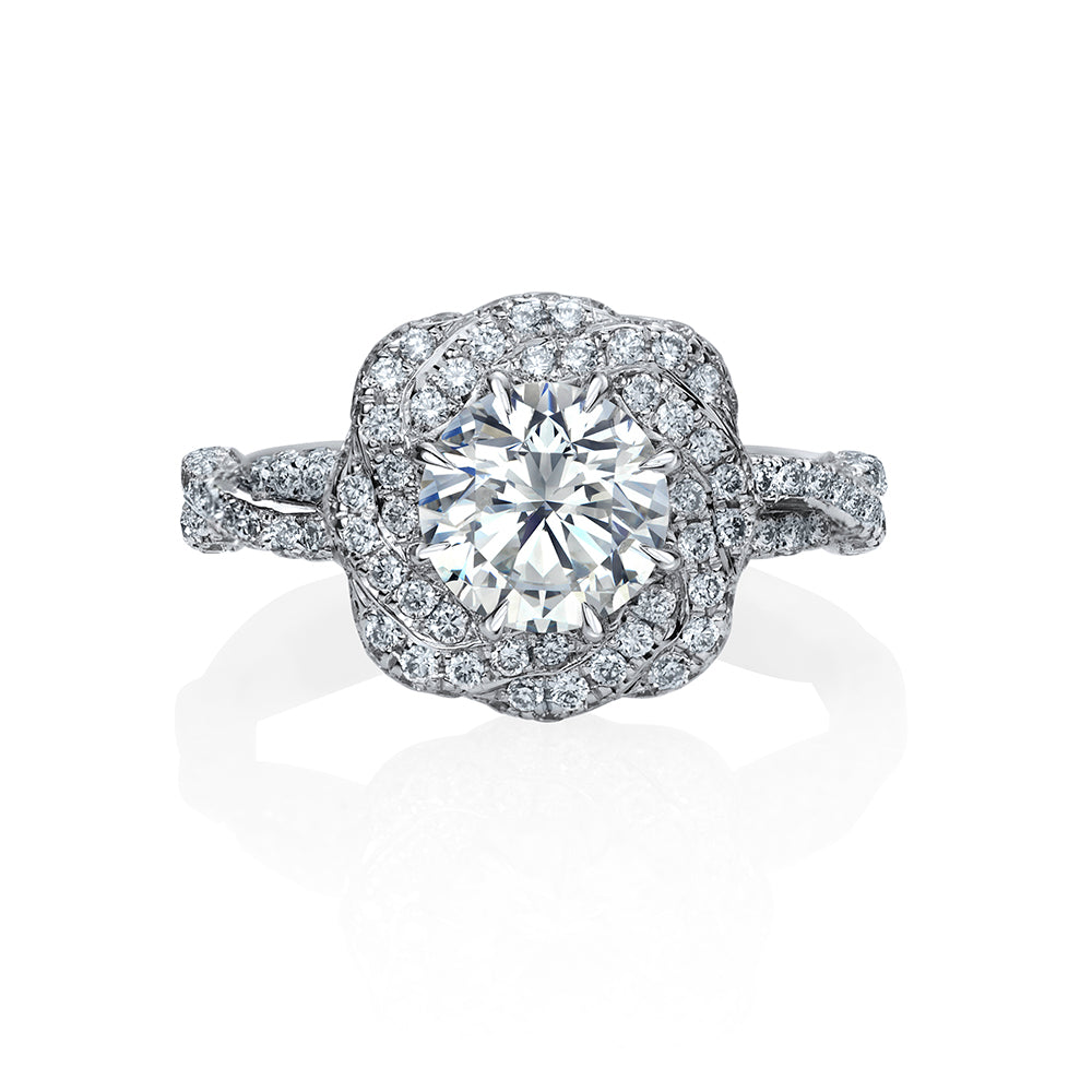 Nourel Intertwining Halo Diamond Engagement Ring