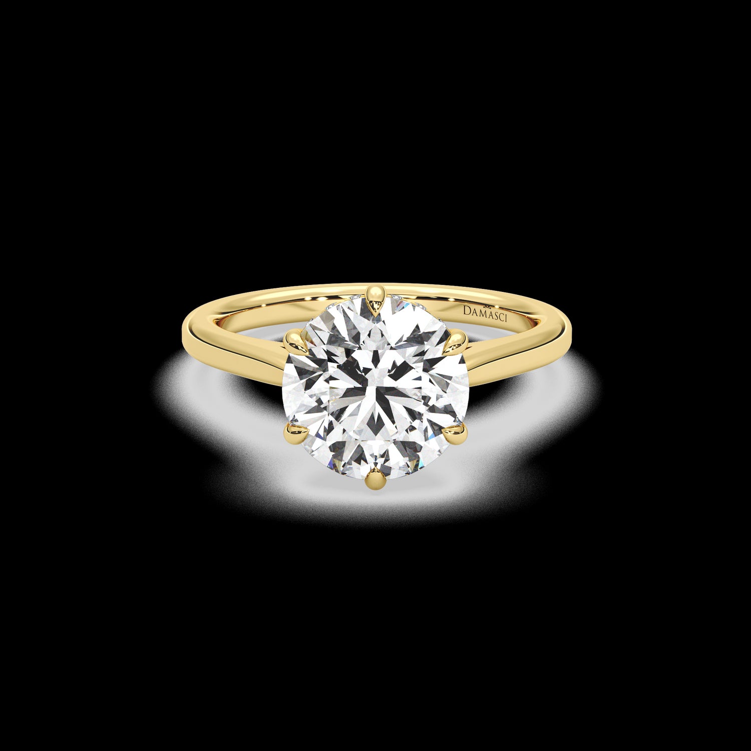 Six - Prong Hidden Halo Cathedral Ring - Round