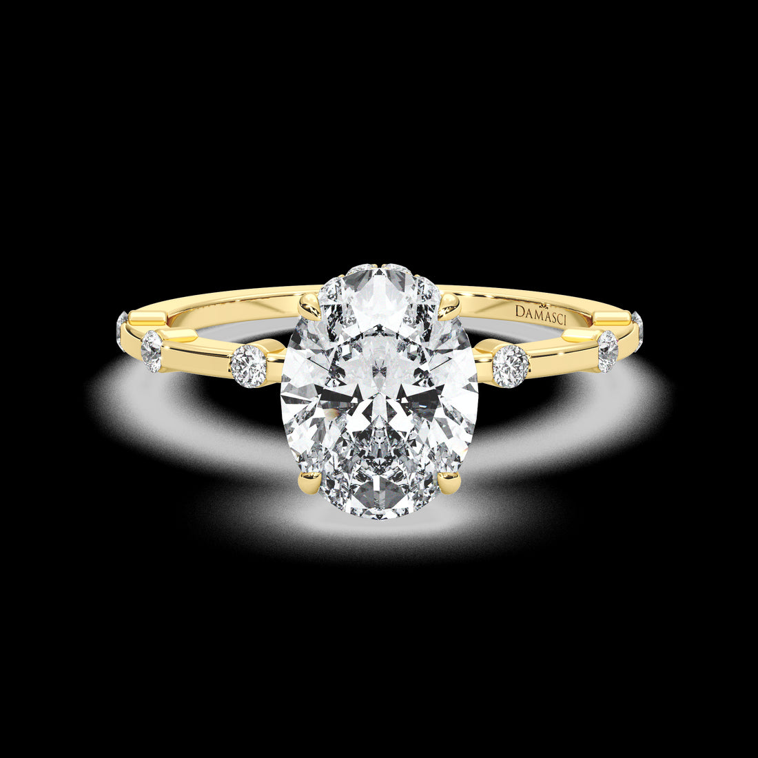 Hidden Halo with Segmented Round Diamonds - Oval
