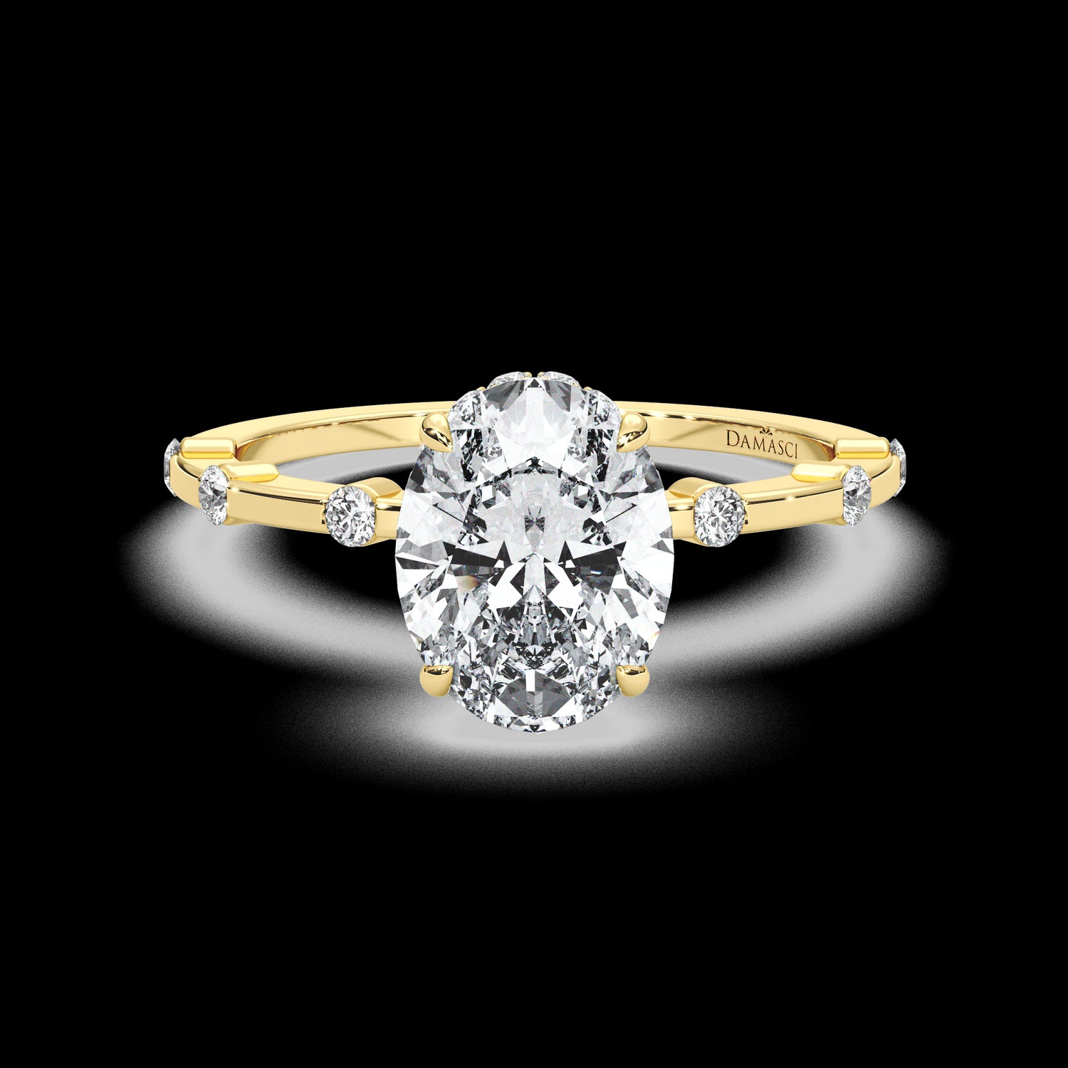 Hidden Halo with Segmented Round Diamonds - Oval