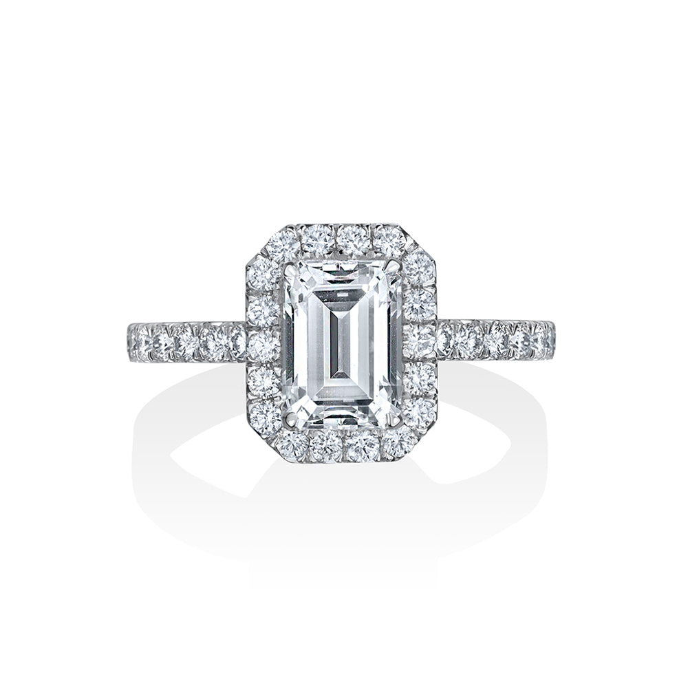 Arosa Emerald Halo Diamond Engagement Ring