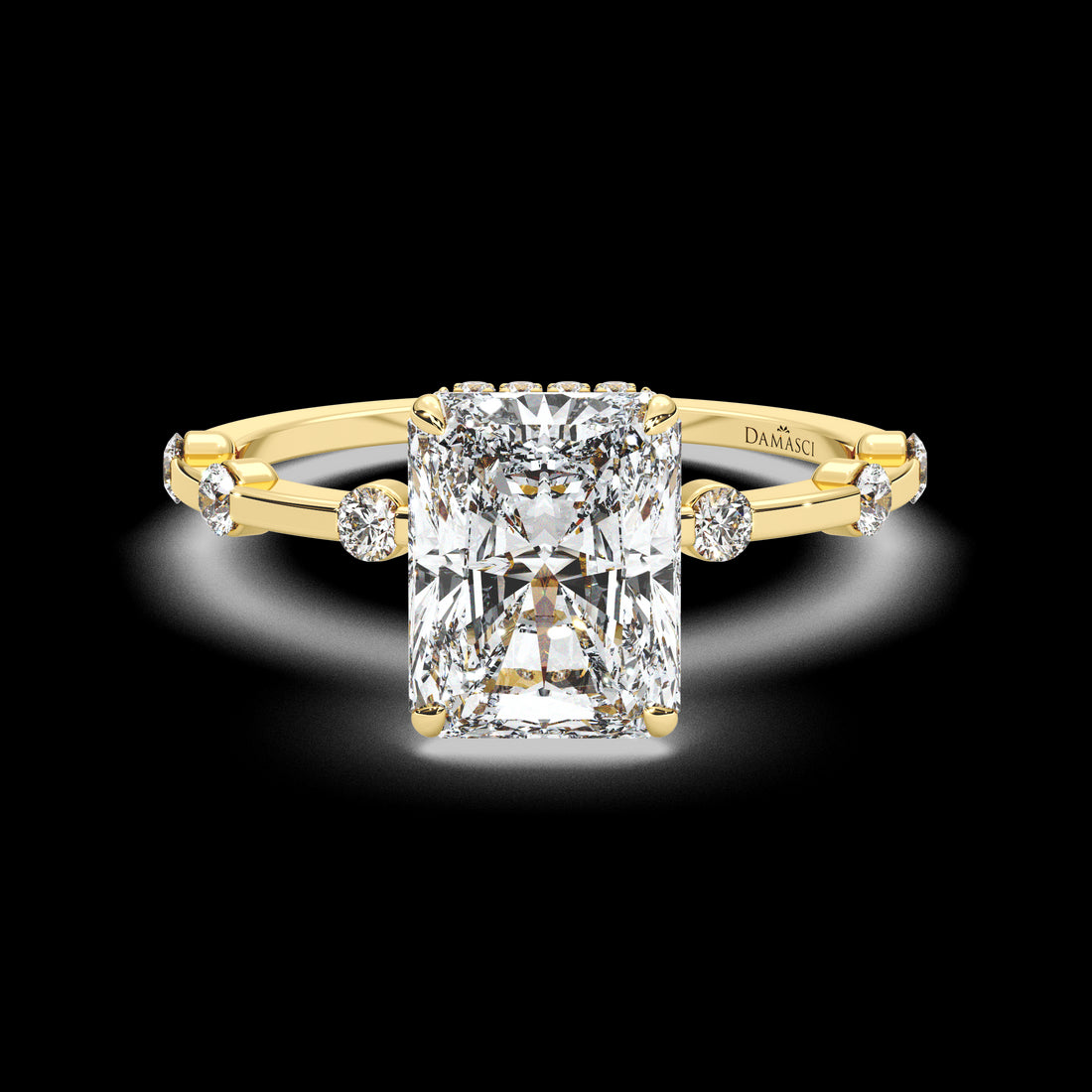 Hidden Halo with Segmented Round Diamonds - Radiant