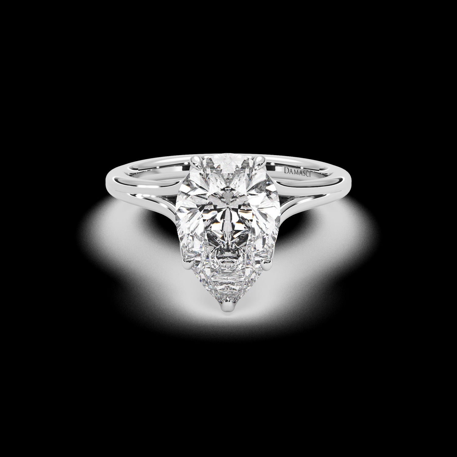 Flowing Tulip Hidden Halo Engagement Ring - Pear