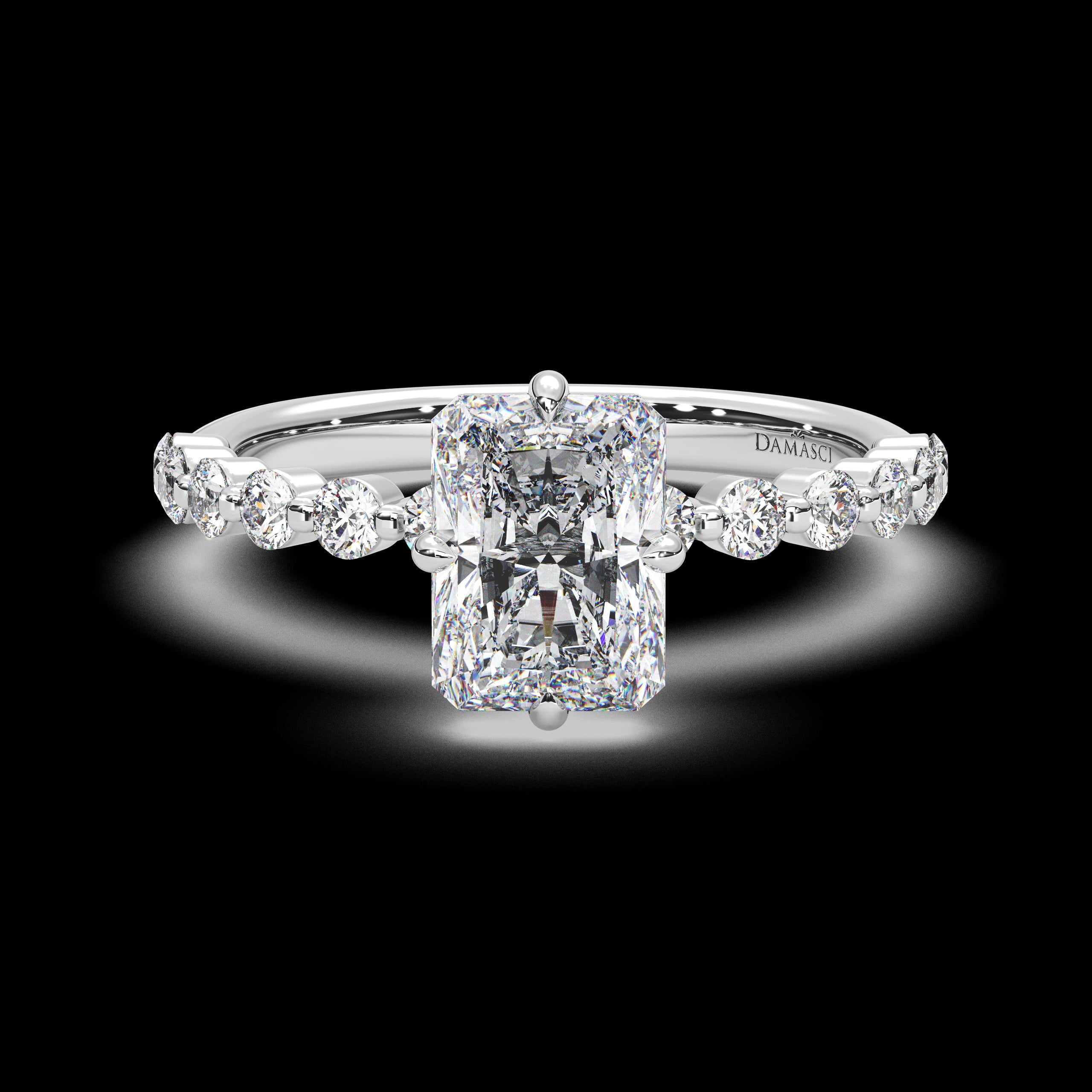 Compass Top with Side Diamonds Ring - Radiant