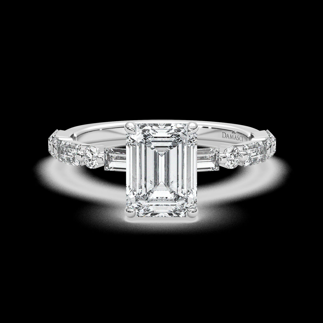 Classic Top with Baguette and Round Diamonds - Emerald