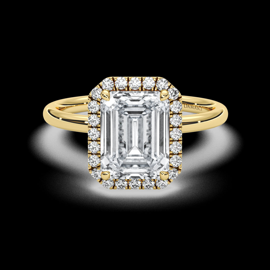 Top Halo with Simple Band - Emerald