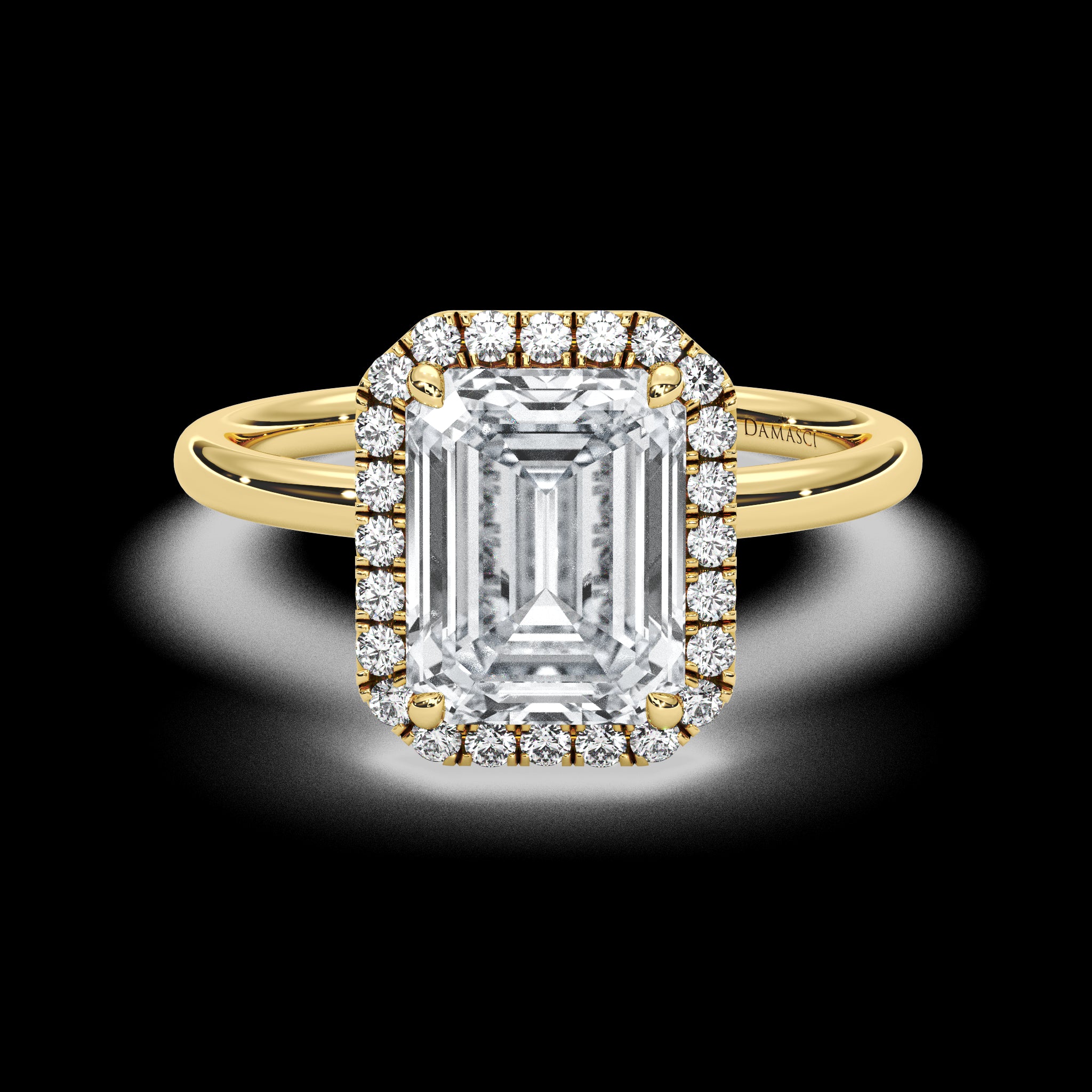 Top Halo with Simple Band - Emerald