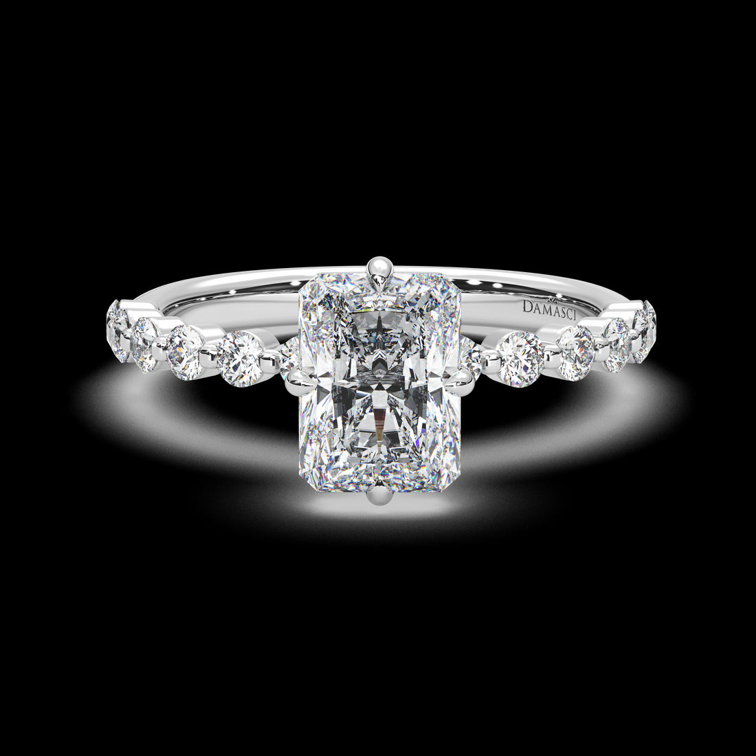 Compass Top with Side Diamonds Ring - Radiant