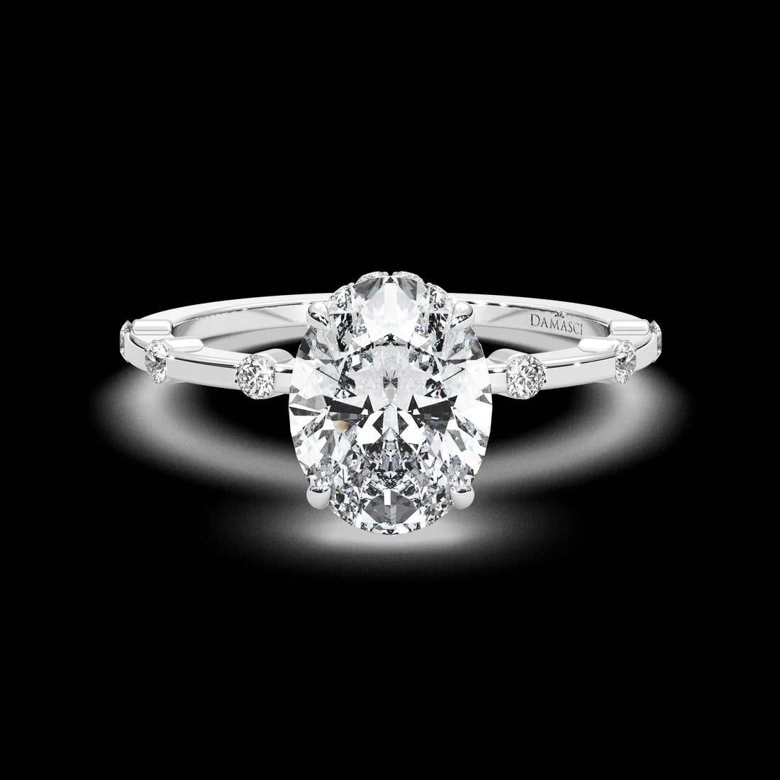 Hidden Halo with Segmented Round Diamonds - Oval