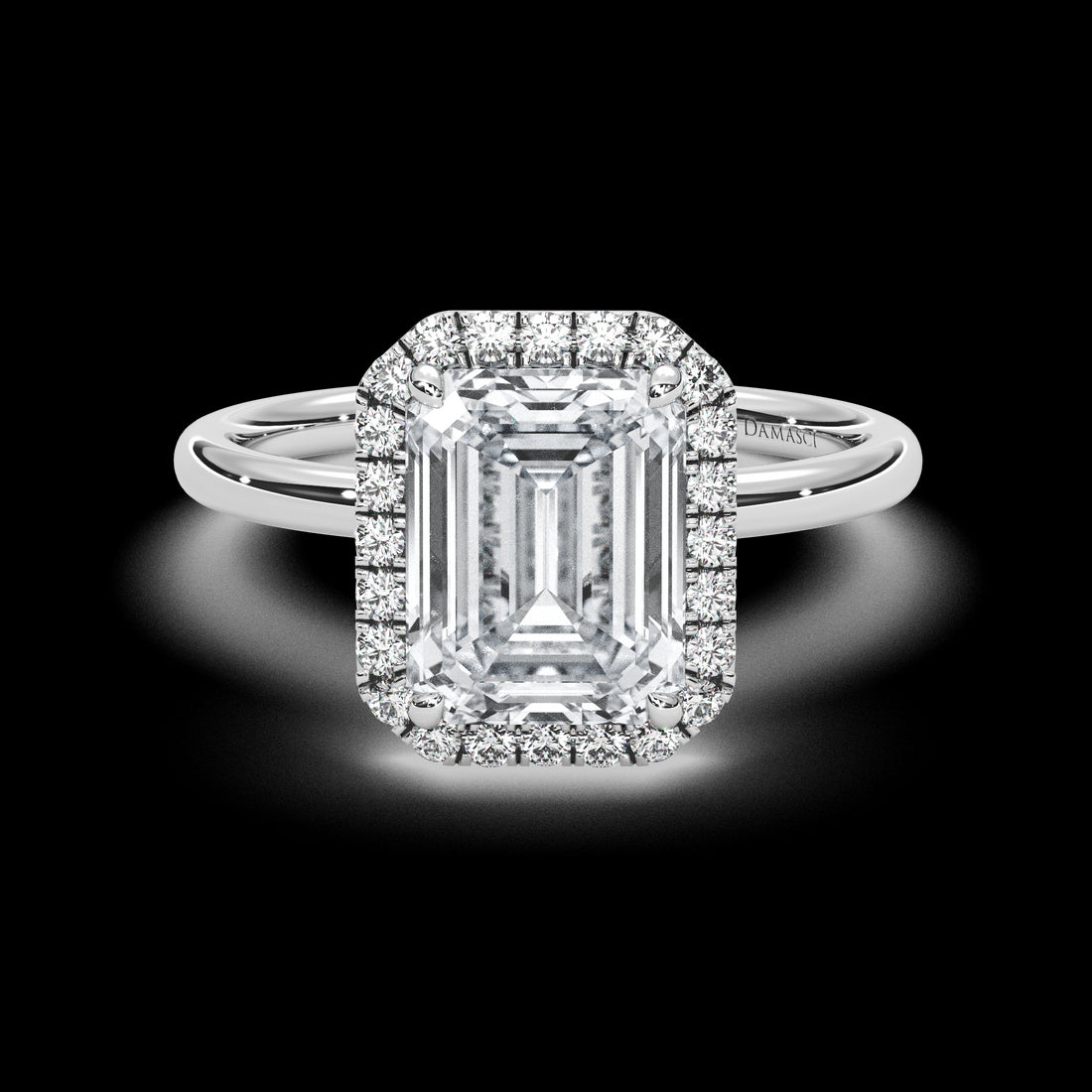 Top Halo with Simple Band - Emerald