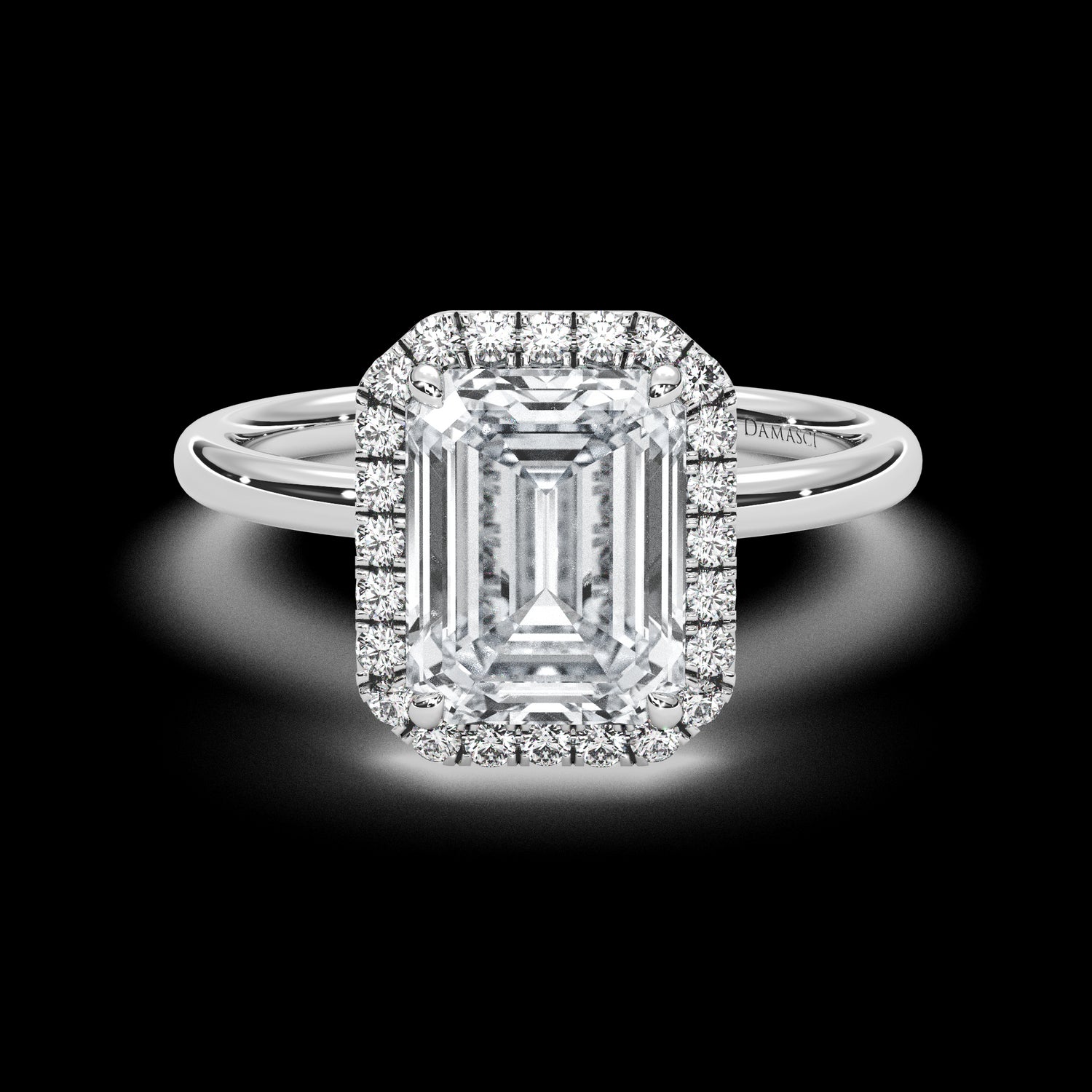 Top Halo with Simple Band - Emerald