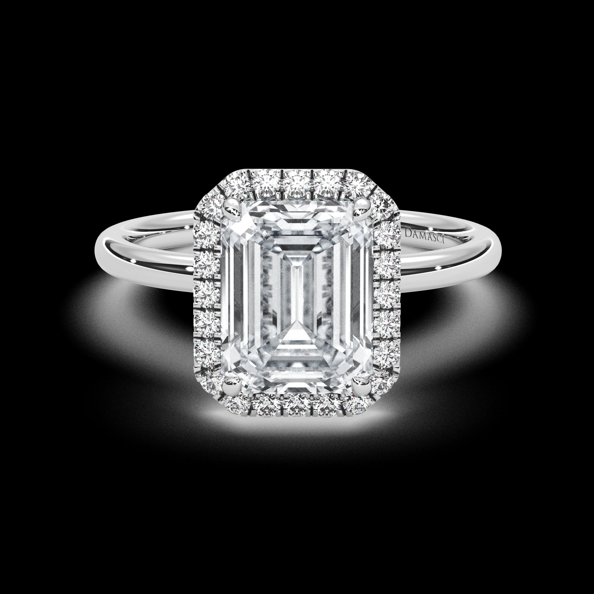 Top Halo with Simple Band - Emerald