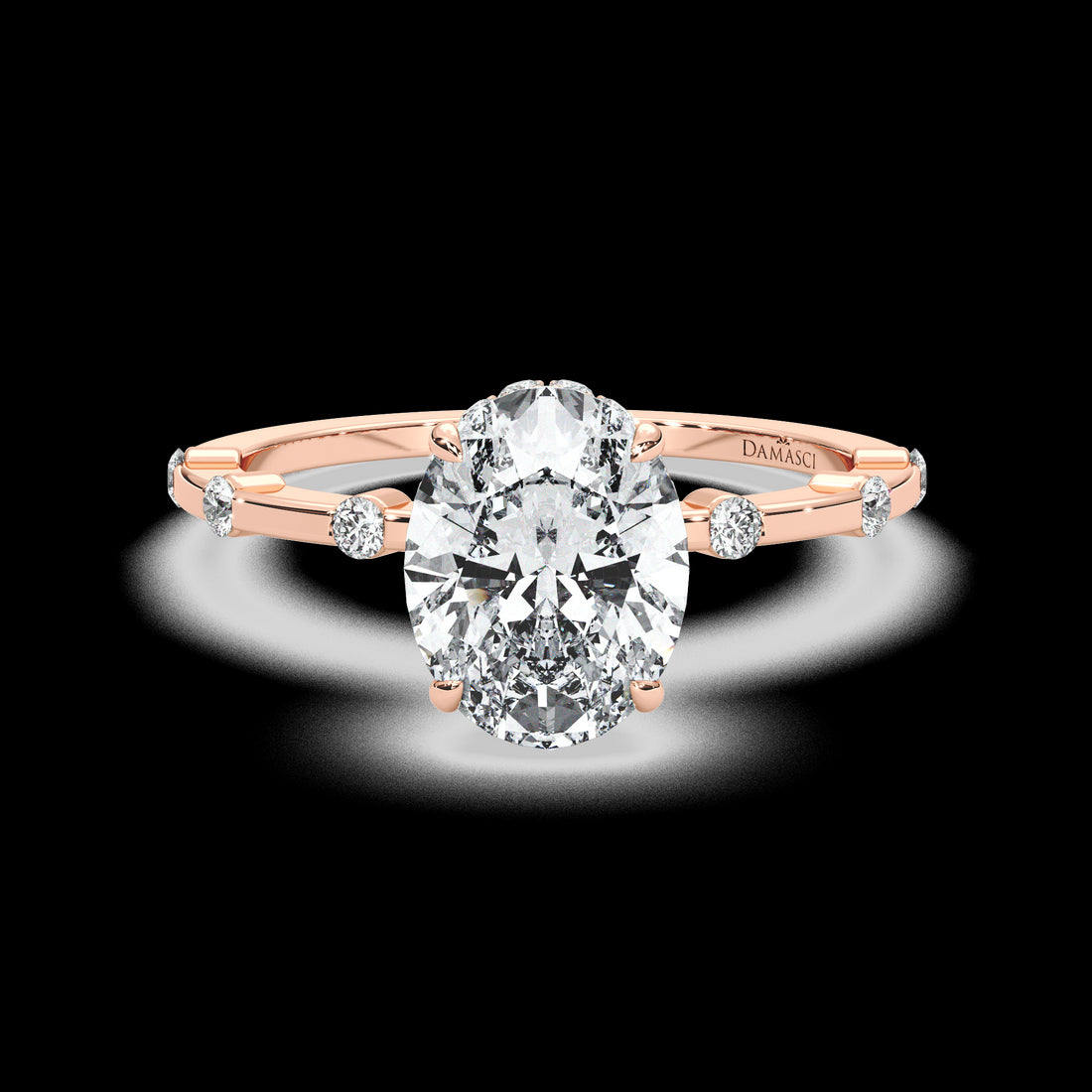 Hidden Halo with Segmented Round Diamonds - Oval