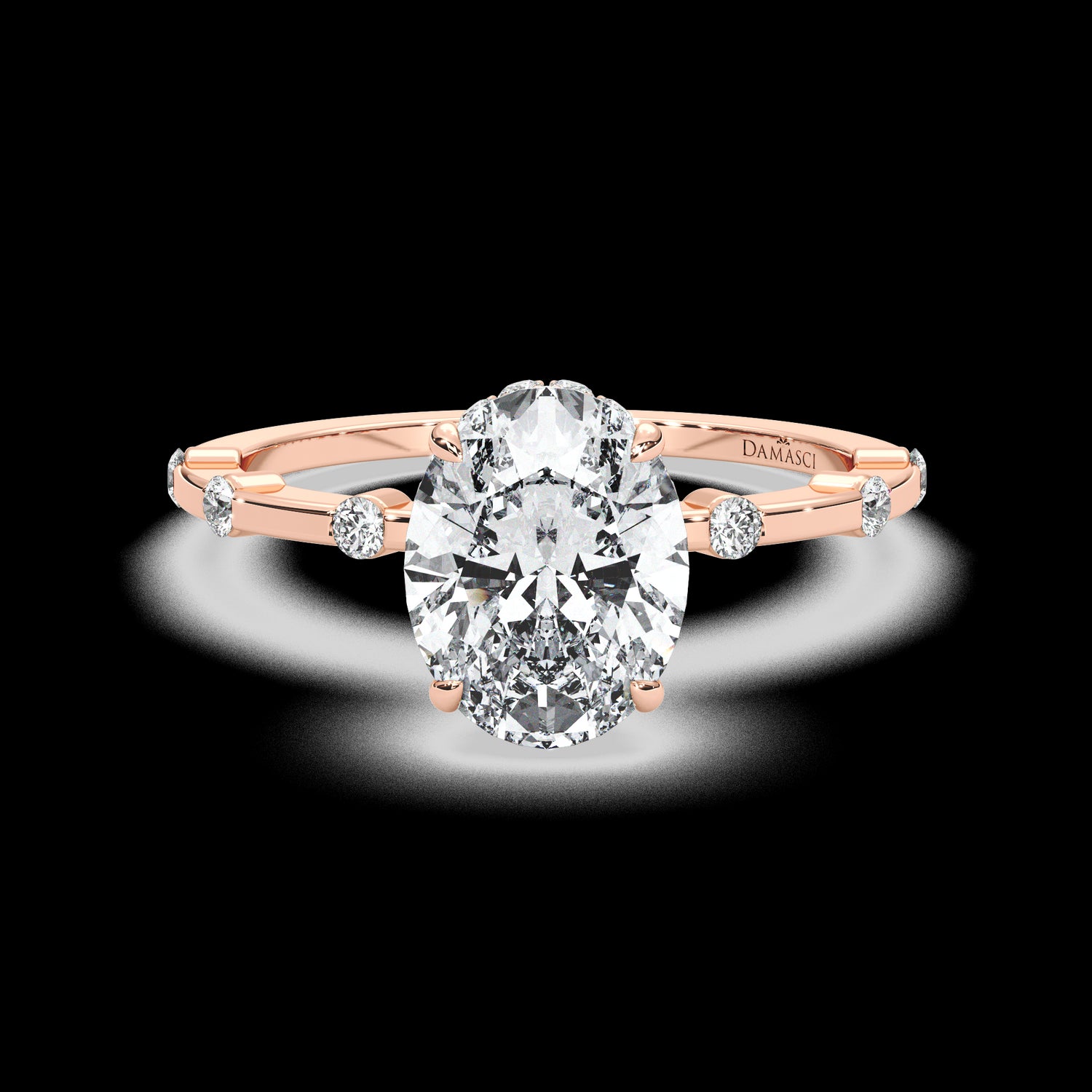Hidden Halo with Segmented Round Diamonds - Oval