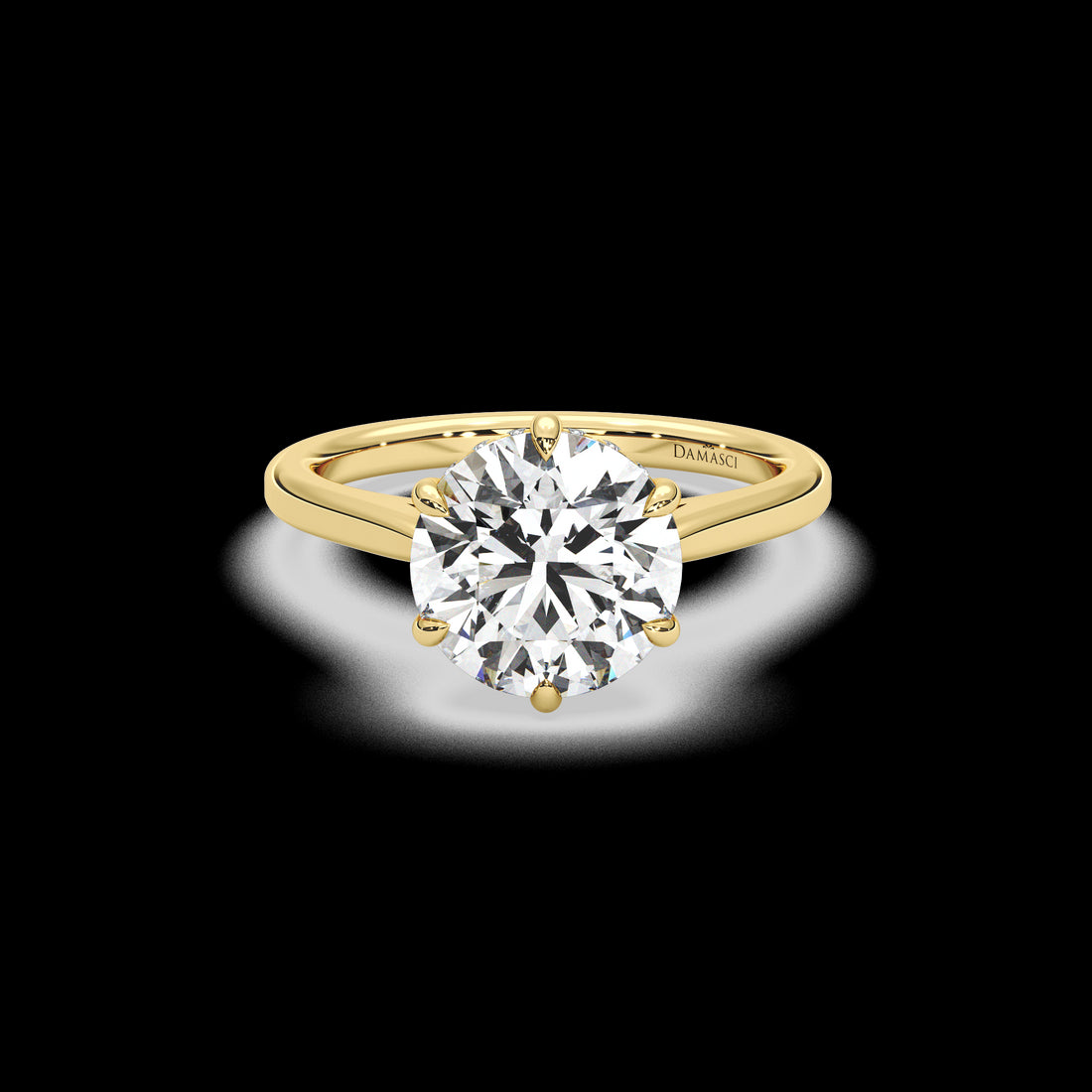 Six - Prong Hidden Halo Cathedral Ring - Round